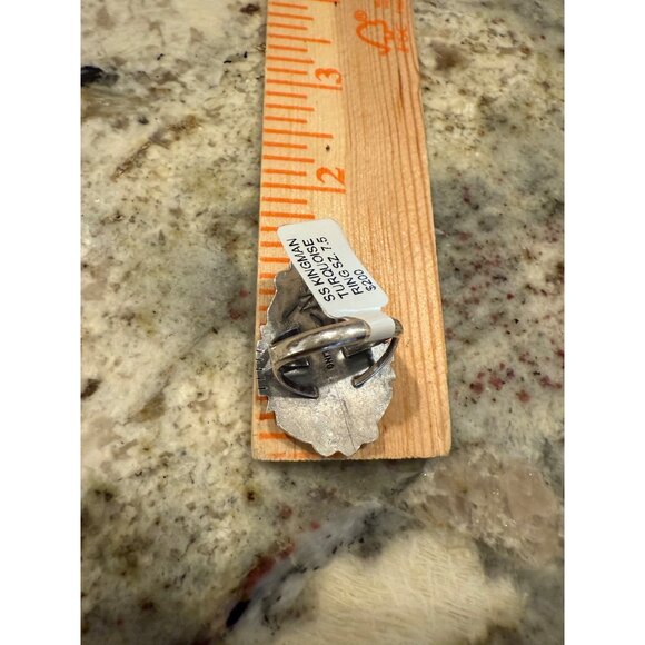 Navajo KL Sterling Silver Kingman Turquoise Cluster Statement Ring 7.5 signed - Picture 8 of 16